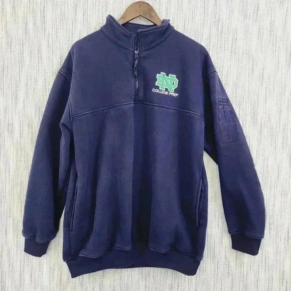 Nortre Dame Men's M Pullover Sweatshirt Mock neck Navy Blue - Picture 1 of 8